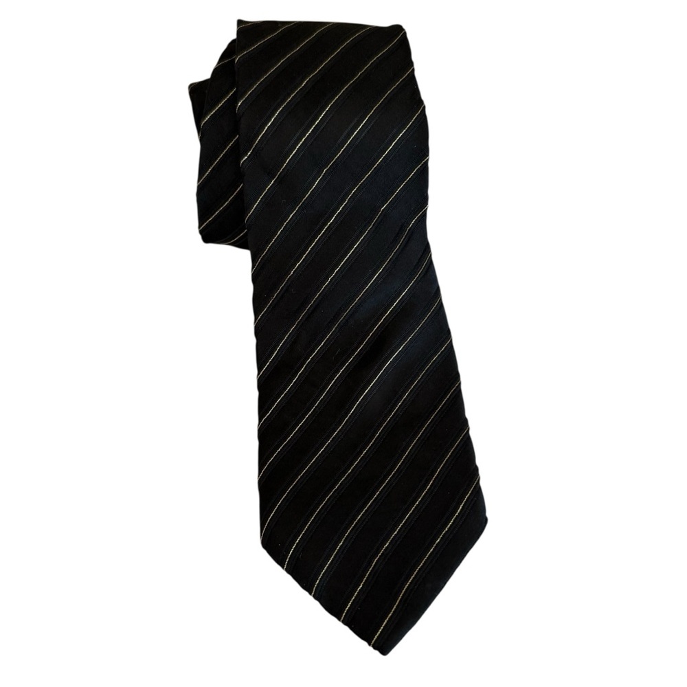 Donald J. Trump Signature Collection Black Gold Stripe Silk Necktie